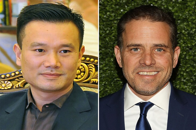 Hunter Biden (phải) và tỉ phú Trung Quốc Diệp Giản Minh.