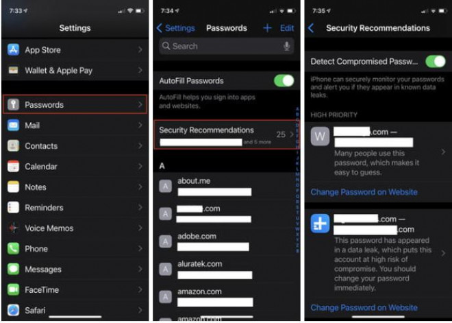 Chức năng cài đặt tính năng Security Recommendations trên iPhone. Ảnh: Digitaltrends