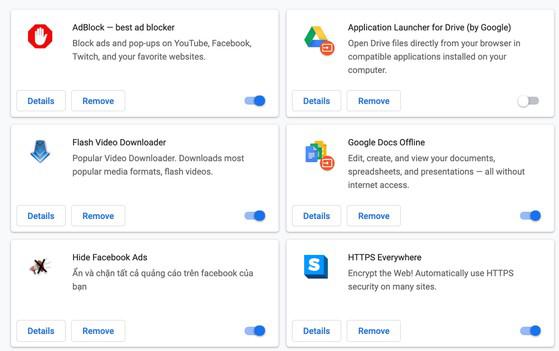 Gỡ bỏ các tiện ích mở rộng trên trình duyệt. Ảnh: TIỂU MINH