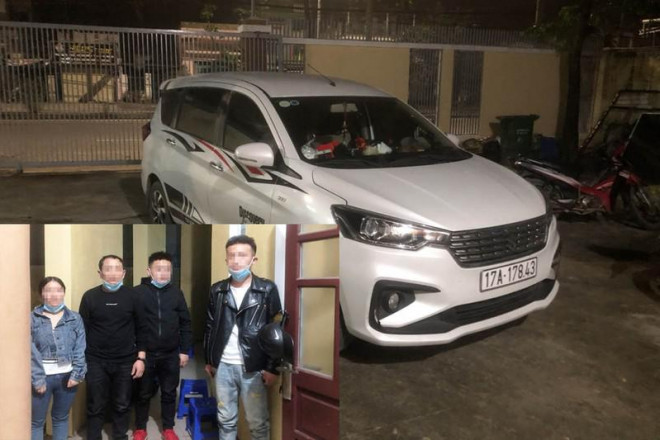 Ô tô chở bốn người Trung Quốc (ảnh nhỏ) nhập cảnh trái phép bị CSGT cửa ô Hòa Hiệp phát hiện vào ngày 27-12. Ảnh: HH