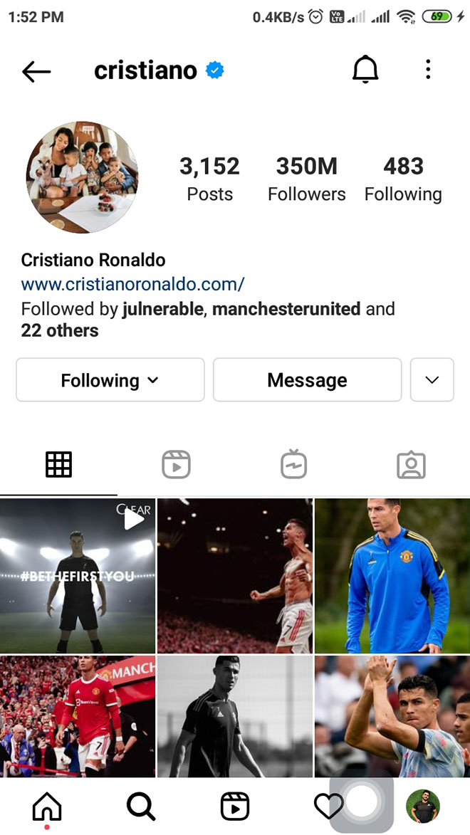 Ronaldo không có đối thủ về số lượt theo dõi trên Instagram.