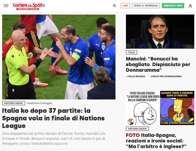 Corriere dello Sport đăng&nbsp;ảnh chế fan Italia tưởng trọng tài chính người Nga là người Anh