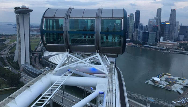 Singapore Flyer: Đây là một điểm đến thú vị&nbsp;để dùng bữa tối cùng bạn bè, gia đình, người thân... Ở đây, du khách được ngắm nhìn toàn cảnh thành phố từ trên cao&nbsp;trong khi nhâm nhi rượu sâm panh và thưởng thức các món ăn ngon.&nbsp;
