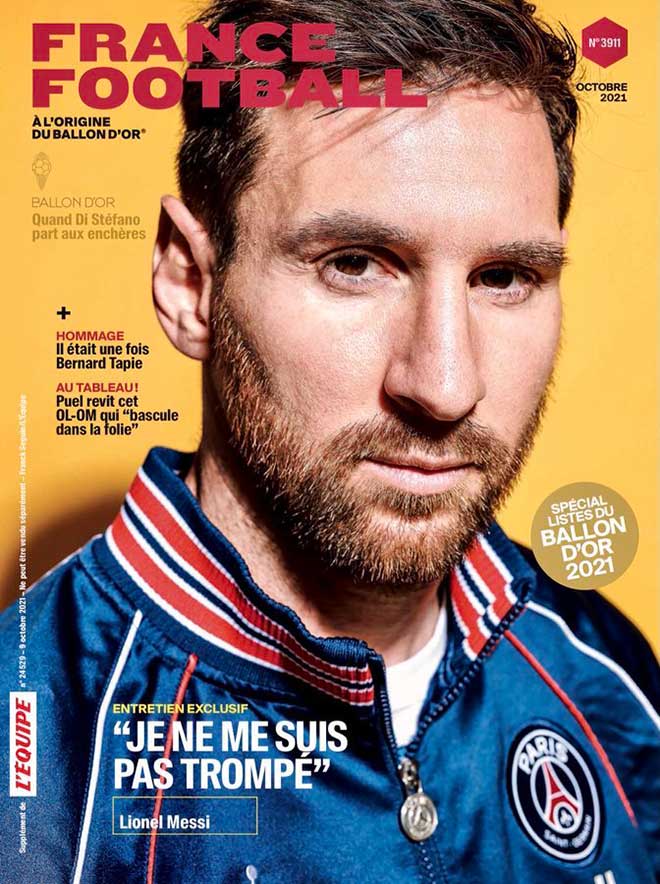 Hình ảnh Messi trên trang bìa France Football tháng 10