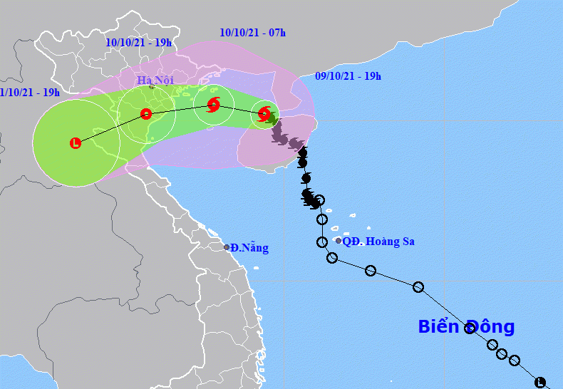 Vị trí và dự báo đường đi của bão số 7- Nguồn: Trung tâm Dự báo KTTV quốc gia