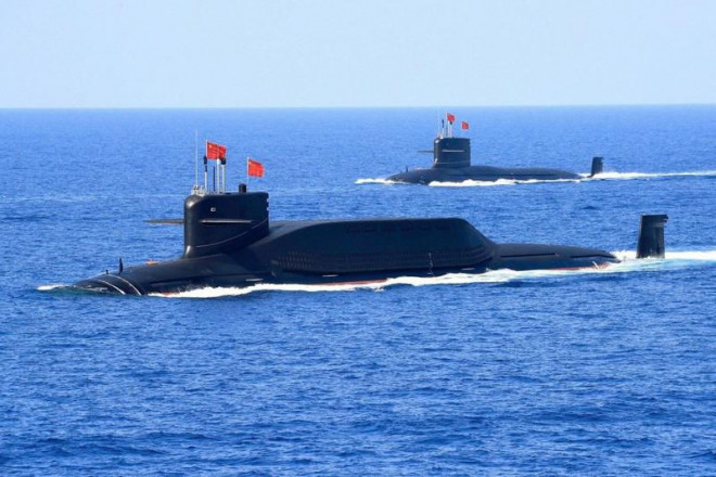Tàu ngầm tên lửa đạn đạo Type 094A - lớp Jin chạy bằng năng lượng hạt nhân của Trung Quốc xuất hiện ở Biển Đông. Ảnh: HANDOUT