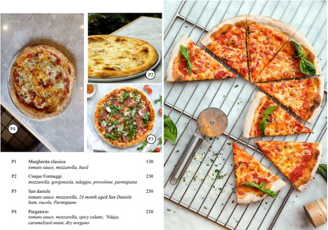 Các loại bánh pizza của Park Hyatt được niêm yết giá bán chỉ từ 130.000đ trở lên