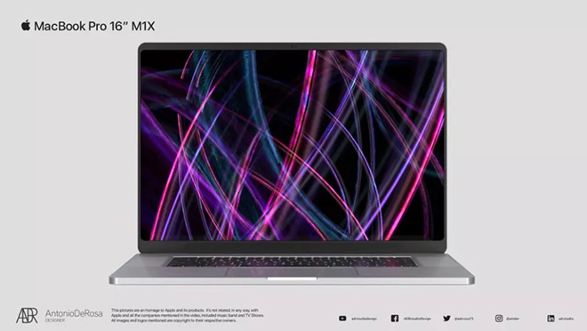 Kết xuất MacBook Pro M1X với phong cách cạnh phẳng của iPhone 12.