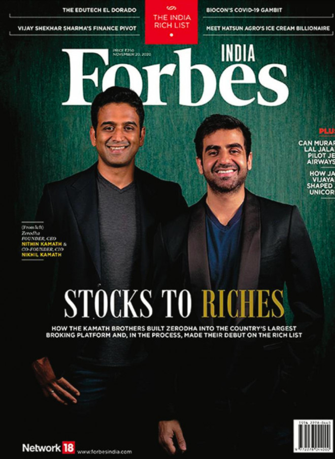 Anh em nhà Kamath trên bìa tạp chí Forbes India.