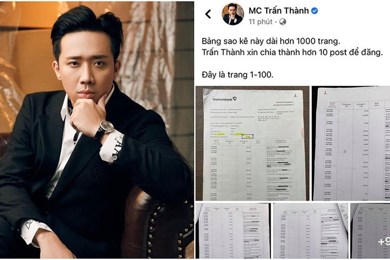 Trấn Thành minh bạch tiền từ thiện bằng 1000 trang sao kê trên fanpage Facebook&nbsp;