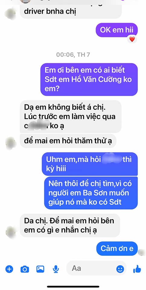 Ngọc Sơn chia sẻ tin nhắn phía ê-kíp tìm cách để liên hệ với Hồ Văn Cường