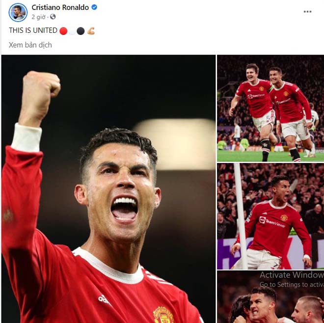 Ronaldo ăn mừng cảm xúc trên trang Facebook cá nhân