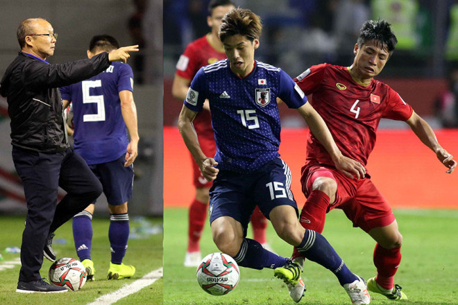 Thầy trò HLV Hajime Moriyasu từng hú hồn mới vượt qua được thầy trò ông Park ở tứ kết Asian Cup 2019. Ảnh: ND