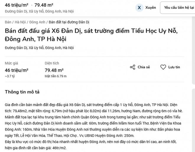 Số lượng tin rao bán đất ăn theo thông tin huyện Đông Anh sắp lên quận, thành phố xuất hiện ngày càng nhiều.