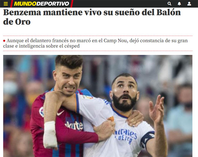 Tờ Mundo Deportivo thân Barca bất ngờ ủng hộ "số 9" của Real Madrid Benzema cạnh tranh "Quả bóng vàng" năm nay với ứng cử viên số 1 Messi