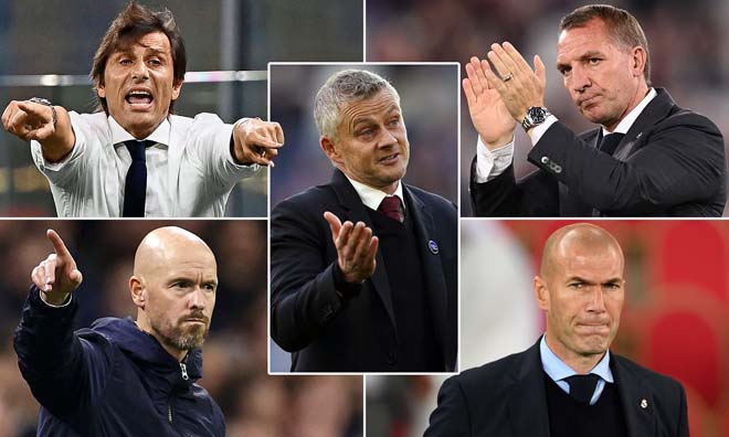 Các ứng viên có thể thay thế Solskjaer bao gồm: Conte, Rodgers, Ten Hag, Zidane (từ trái sang, trên xuống)