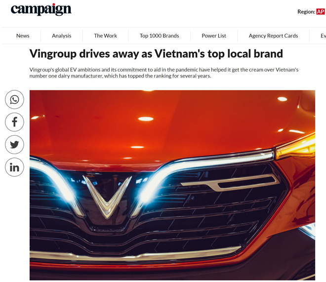 Campaign Asia: Vingroup là thương hiệu nội địa được yêu thích nhất - 1