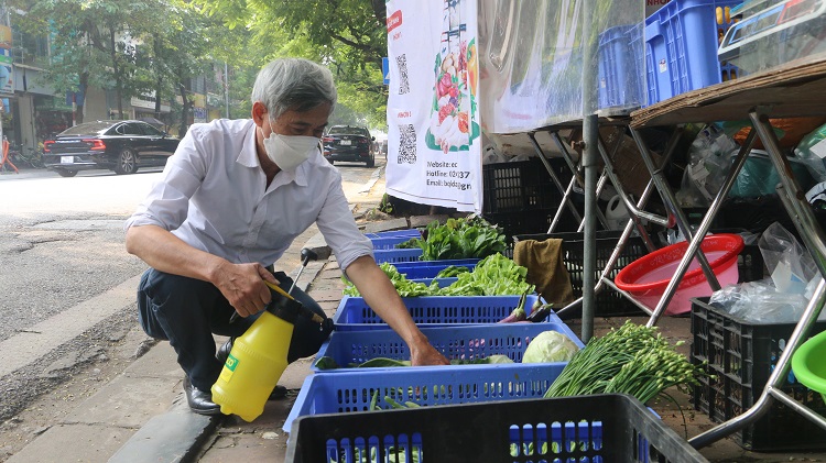 Ông Trần Ngọc Tuấn, người phụ trách gian hàng tại phố Văn Miếu cho biết, gian hàng mở cửa phục vụ từ 6h và kết thúc vào 18h hàng ngày. Rau xanh có nguồn gốc rõ ràng đảm bảo an toàn được nhập trực tiếp từ huyện Đan Phượng.