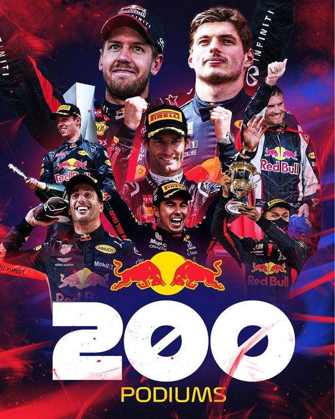 Podium thứ 200 trong lịch sử cho Red Bull