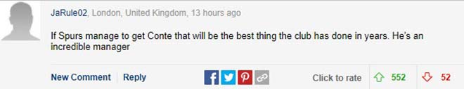 "Nếu Spurs có Conte đó sẽ là điều tuyệt nhất CLB làm được trong nhiều năm. Ông ấy là một HLV tuyệt vời"