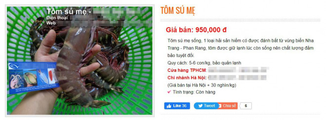 Một địa chỉ khác bán với giá 950.000 đồng. Ảnh chụp màn hình.