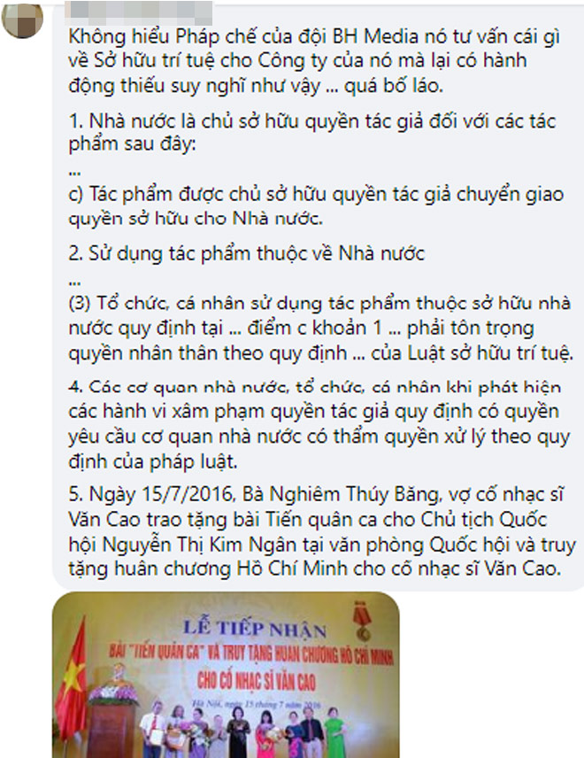 Một cư dân mạng bức xúc trước hành động "nhận vơ" bản quyền của BH Media