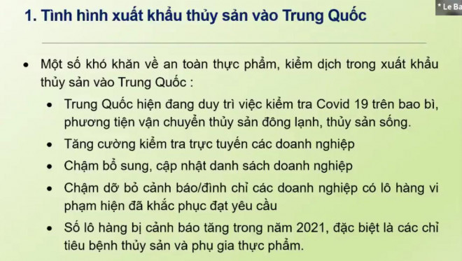 Một số khó khăn trong xuất khẩu thủy sản vào Trung Quốc