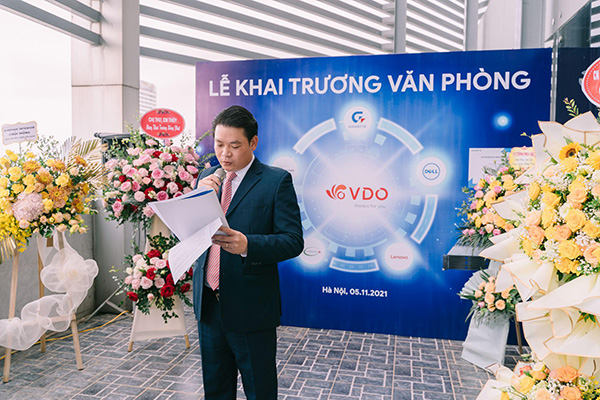 Ông Nguyễn Văn Minh Chủ tịch HĐQT Công ty Cổ phần VDO phát biểu tại Lễ khai trương văn phòng