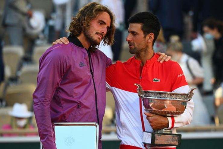 Tsitsipas đã thua ngược Djokovic 2-3 ở trận chung kết đơn nam Roland Garros năm nay dù đã thắng 2 set đầu