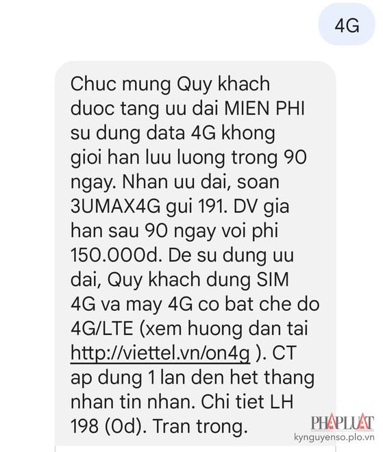 Soạn tin nhắn đăng ký 4G Viettel miễn phí. Ảnh: TIỂU MINH