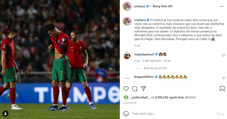 Ronaldo tự tin cùng Bồ Đào Nha giành vé dự World Cup 2022