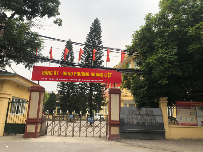 Trụ sở UBND phường Hoàng Liệt (Hoàng Mai, Hà Nội) tạm thời dừng hoạt động.