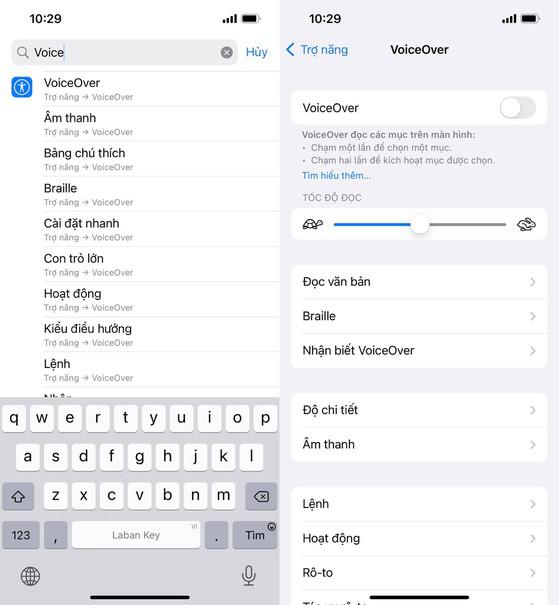 Tắt VoiceOver trên iPhone. Ảnh: MINH HOÀNG