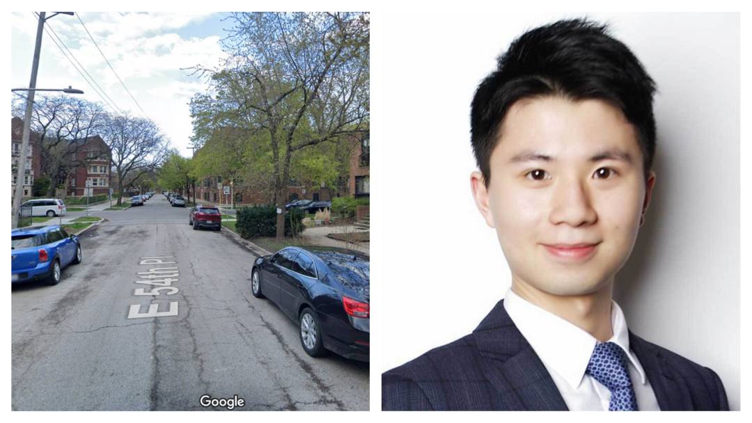Zheng Shaoxiong (phải), nam sinh viên Trung Quốc theo học tại Đại học Chicago, Mỹ, bị bắn chết. Ảnh:&nbsp;Google Maps/ University of Chicago