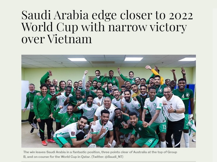 Tờ Arab News tin đội nhà tiến gần hơn tới VCK World Cup 2022