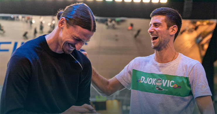 Ibrahimovic cười đùa vui vẻ với Djokovic