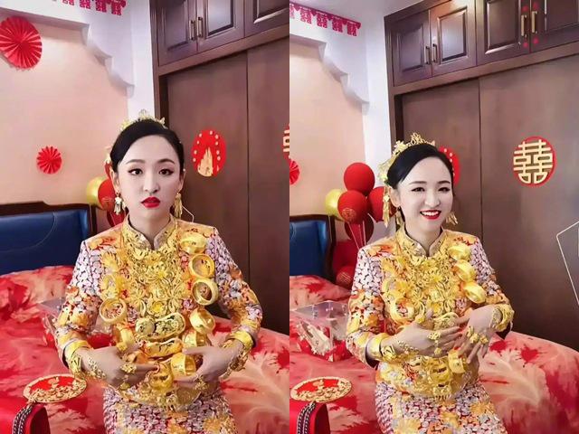 Cô dâu xinh đẹp đeo vàng khắp người, nằm trên đống tiền hàng trăm cọc khiến dân tình “đỏ mắt” ghen tỵ - 2