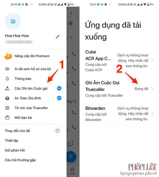 Kích hoạt tính năng ghi âm cuộc gọi bằng Truecaller. Ảnh: MINH HOÀNG