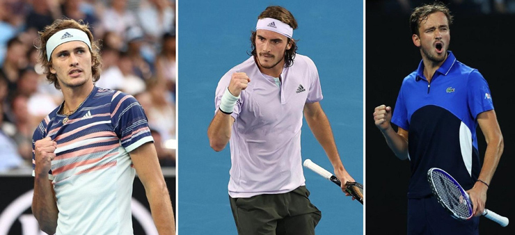 Zverev, Tsitsipas, Medvedev (từ trái sang) là 3 tay vợt được đánh giá ngang tầm Nole