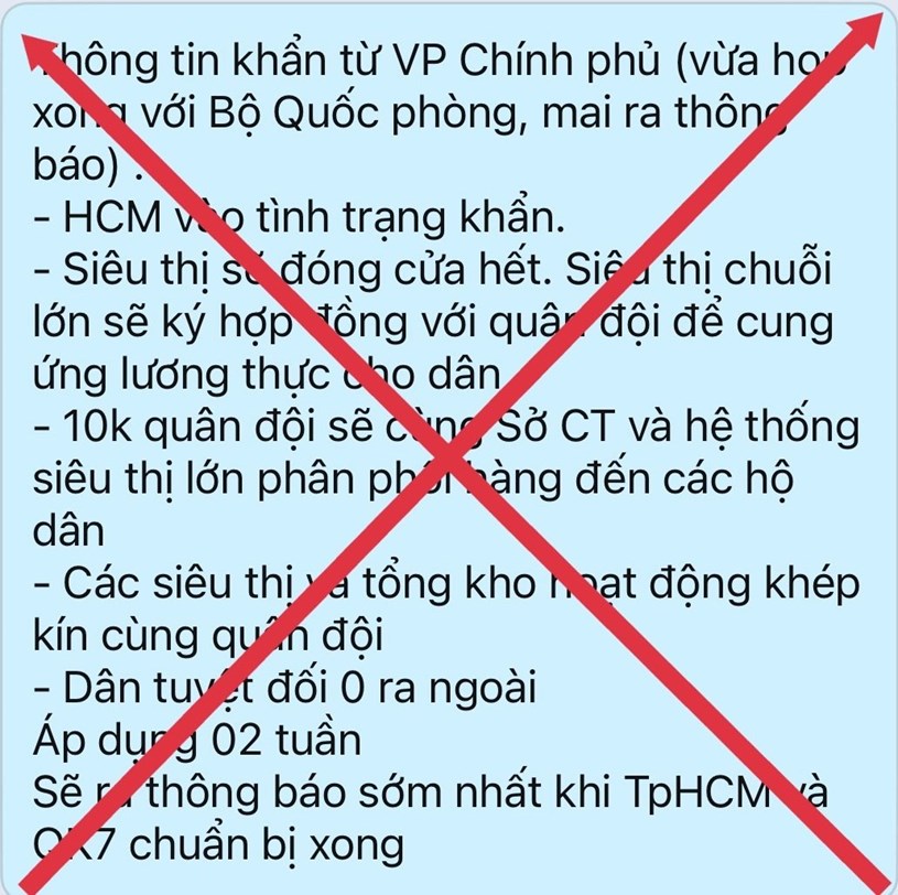 Thông tin “TP.HCM vào tình trạng khẩn” đang lan truyền trên mạng là sai sự thật