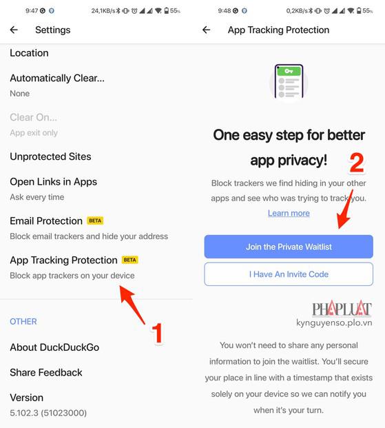 Tham gia trải nghiệm trước tính năng App Tracking Protection. Ảnh: MINH HOÀNG