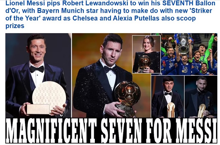 Tờ Daily Mail cơ ngợi chiến tích của Messi