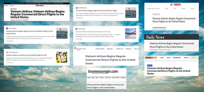 Bloomberg đưa tin về chuyến bay thẳng thường lệ đầu tiên đến Mỹ của Vietnam Airlines