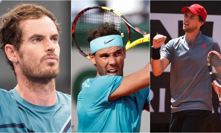 Nadal có thể đối đầu Murray (trái) hoặc Thiem (phải) ở bán kết Mubadala