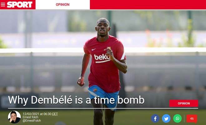 Dembele là chủ đề chính của các trang báo thể thao thân Barca