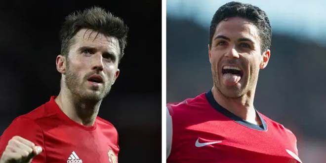 Carrick và Arteta thời còn khoác áo MU và Arsenal