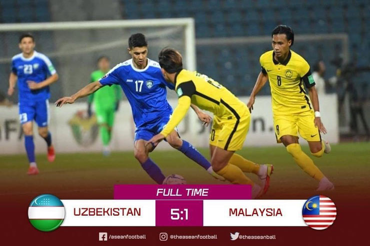 ĐTMalaysia liên tiếp thua đậm ĐT Jordan và ĐT Uzbekistan trước thềm AFF Cup 2021