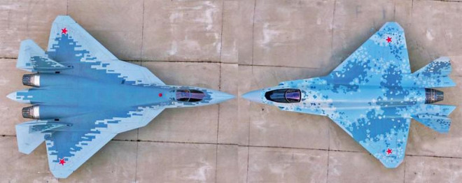 Tiêm kích Su-57 (trái) và Su-75. Ảnh: The EurAsian Times