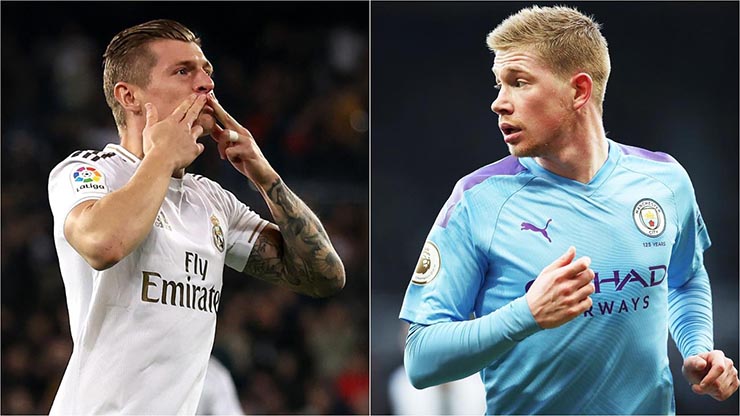 Kroos (trái) có thể đá cặp với De Bruyne ở Man City