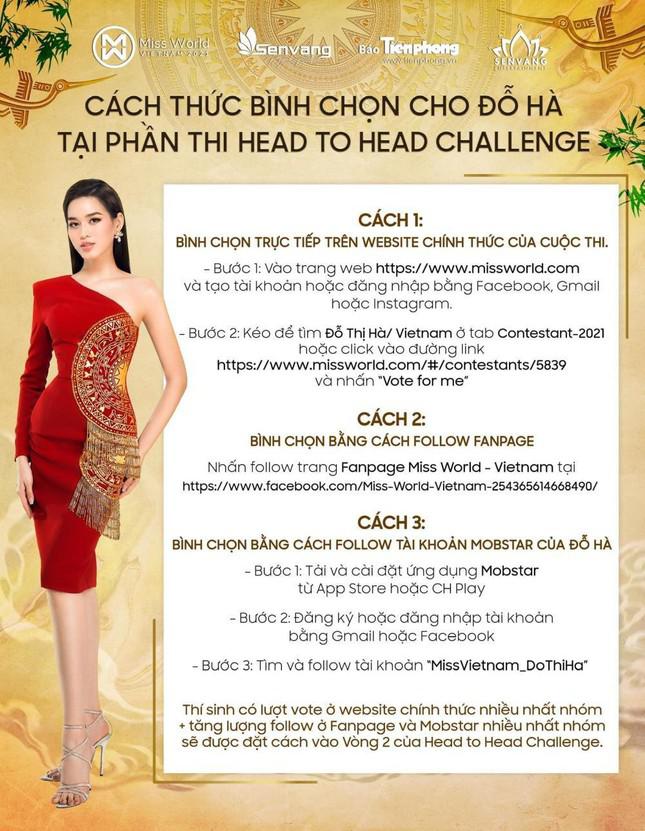 Cách thức bình chọn cho Đỗ Thị Hà ở phần thi Head To Head Challenge.